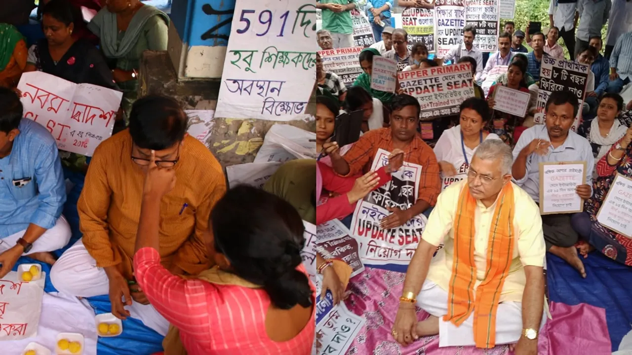 tet and ssc protesters celebrate bhai phonta at dharna mancho