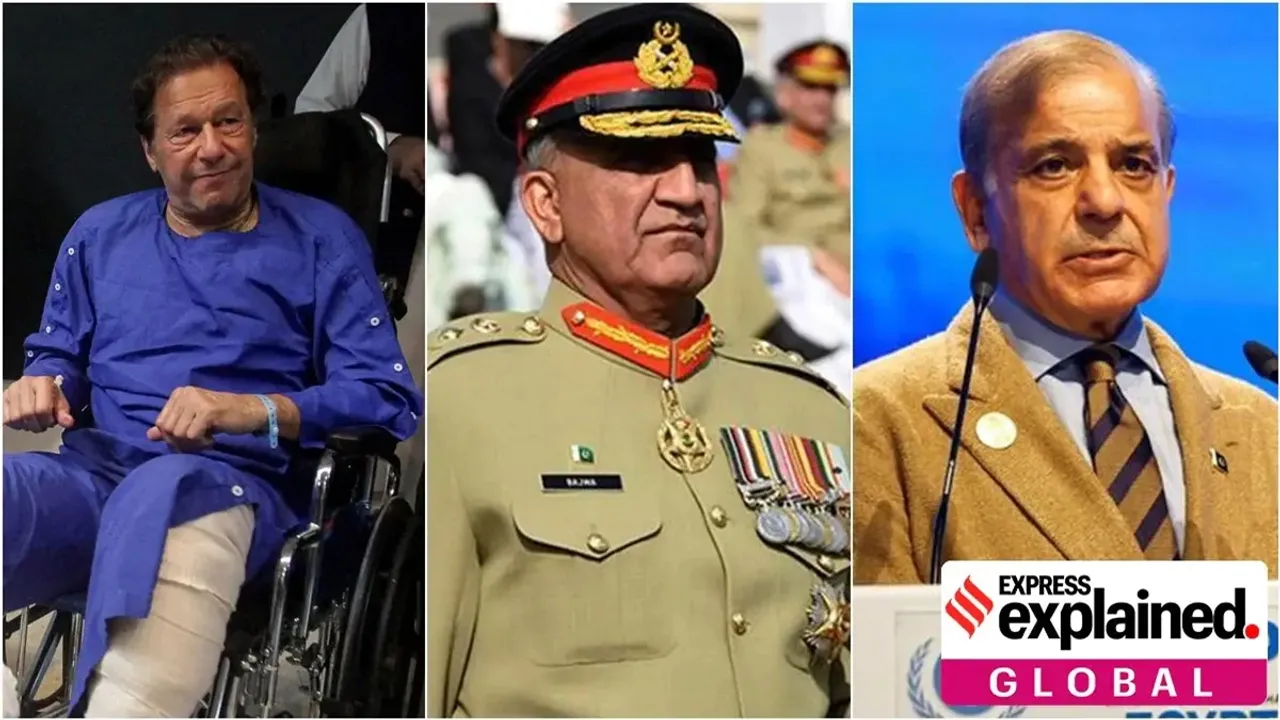 From left- Imran Khan, General Qamar Javed Bajwa and PM Shehbaz Sharif (File Photos)