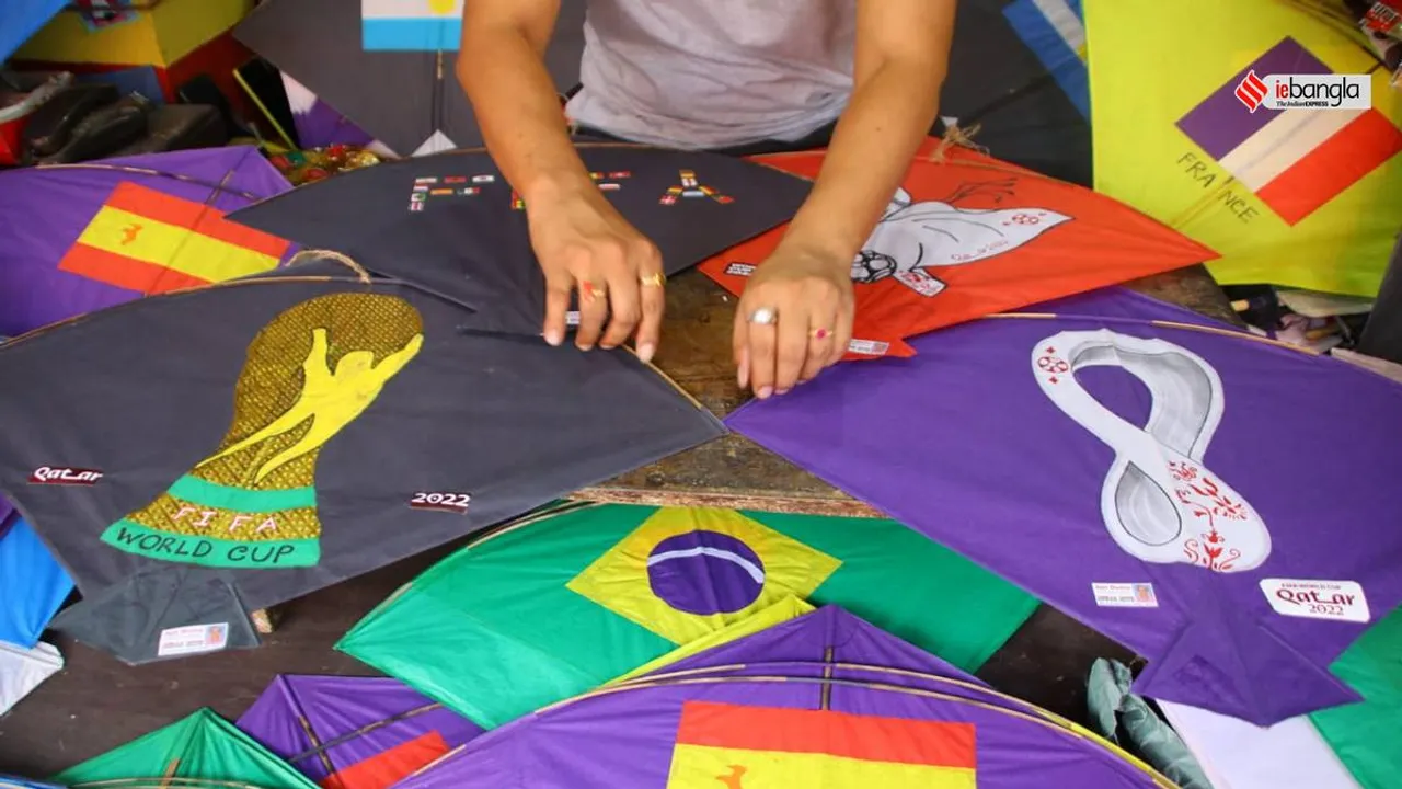 Qatar World Cup 2022: Kolkata Kite Shop with country flags