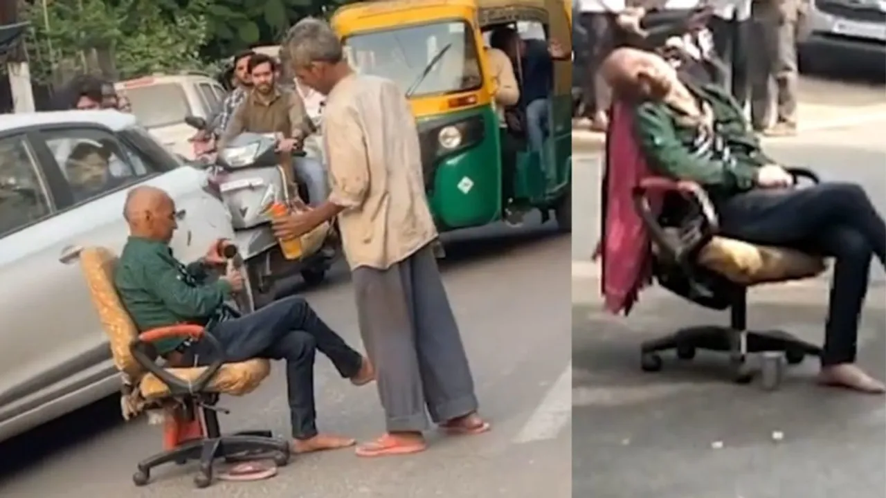 trending Video, viral video, man sit on mid road having alcohol, sharabi ka video, Madhya Pradesh Viral Video, Drunk man video, Gwalior viral video, Gwalior sharabi ka video, funny video, shocking video, traffic police, MP News, Trending news, News