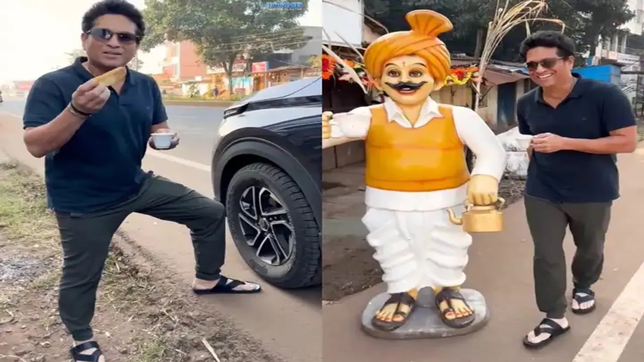 Sachin Tendulkar enjoys cup of tea on highway, Arjun Tendulkar, road trip, Master Blaster, Instagram, viral, trending, Indian Express"