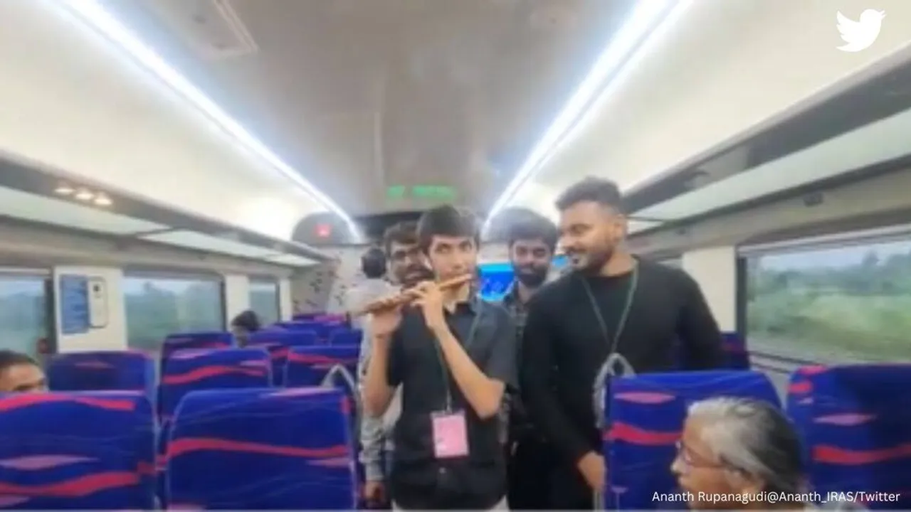 vande bharat express, vande mataram song on vande bharat express, class 12 student plays vande mataram song, bengaluru, indian express