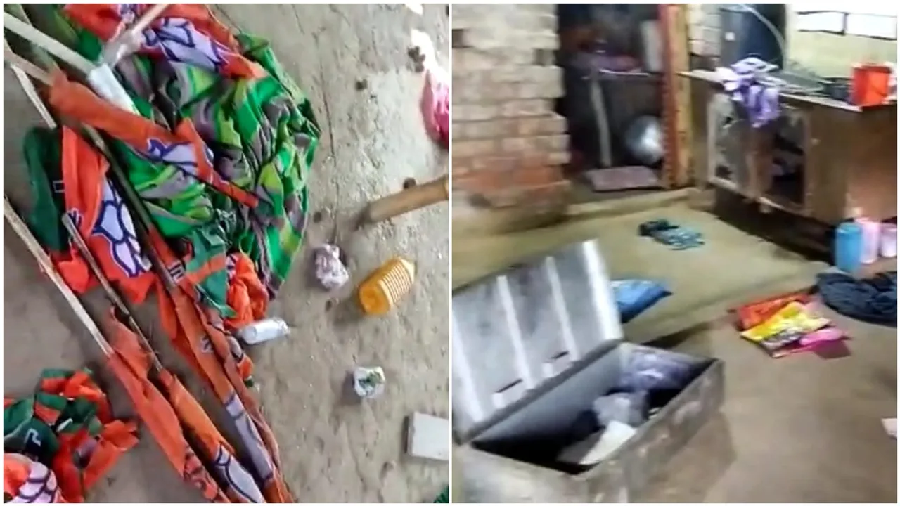 Police Tmc accused of vandalizing house BJP workers in Bhagbanpur