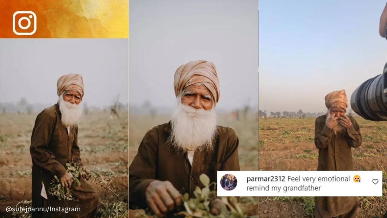 Sikh farmer fixes his moustache, photographer, Punjab, Punjabi farmer, photo of Punjabi Sikh farmer wins hearts, Instagram, viral, trending, Indian Express" />