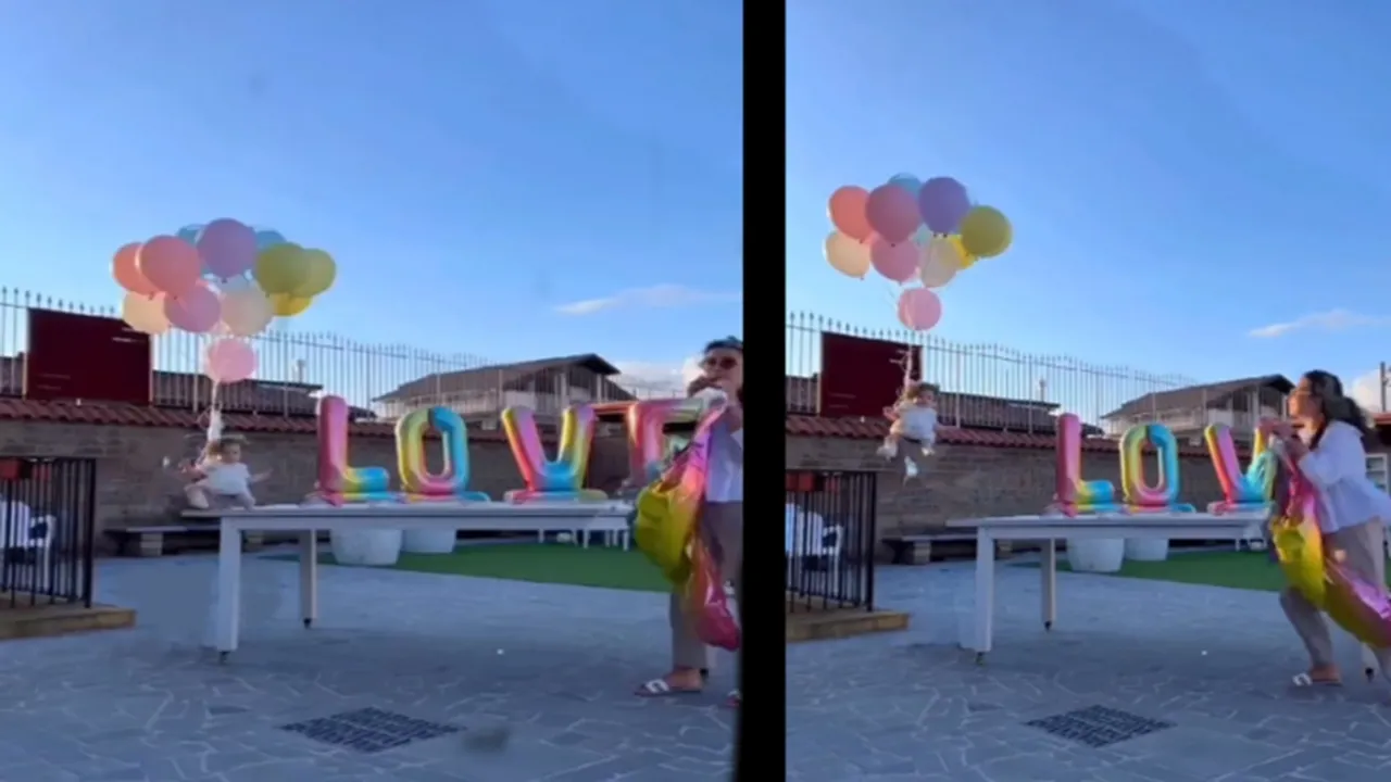 baby Fly in Air, baby Fly in Air with balloons, viral video baby Fly in Air with balloons, Amazing Video, viral video,. Viral news