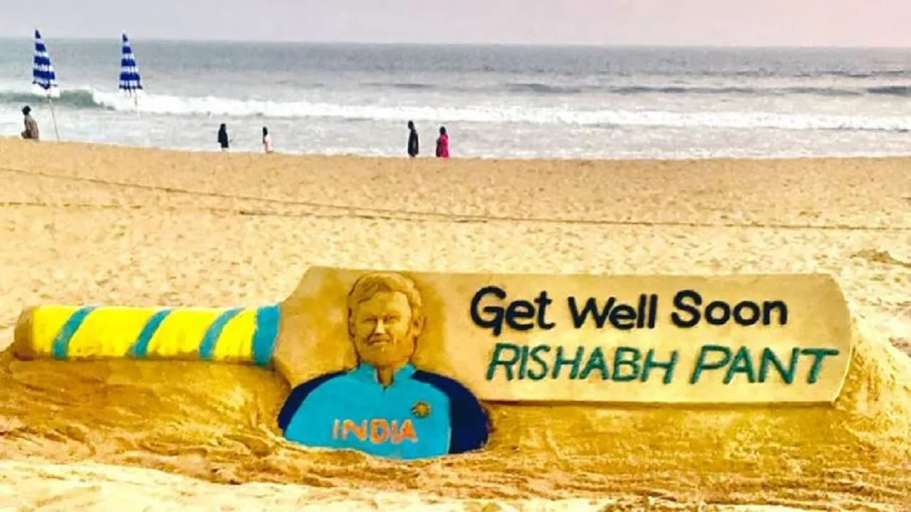 Rishabh Pant car Accident news, sand art, sand art rishabh pant, sand artist Sudarsan Pattnaik,