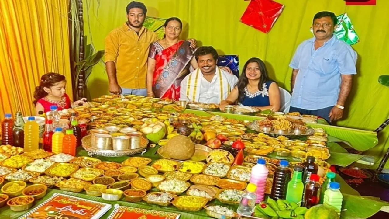 Family welcomes Son-in-law with 173 dish meal, Andhra Family Serves Son In Law 379 Food Items, 379 Food Items, occasion of Sankranthi festival, ast Godavari District, makar sankranti, Bhimavaram, Hyderabad, Bajji, Puri, Bitter gourd, Papads, Family Serves Son In Law 379 Food Items, Family Serves 379 Food Items,