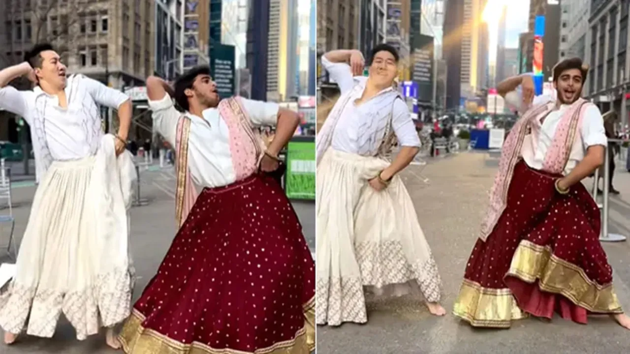 Canadian dancer Gurdeep Pandher,men wearing lehengas,Dola re Dola Song,Aishwarya Rai,Madhuri Dixit,New York,Indian YouTuber Dance,Canadian Dancer,dance,dance video of man,dance video of Husband wife,dance video goes viral,Viral Dance,viral dance trend,Devdas,Viral News,India,Canada,Viral,Indian Dance in New York,Dance on Dola Re Dola"