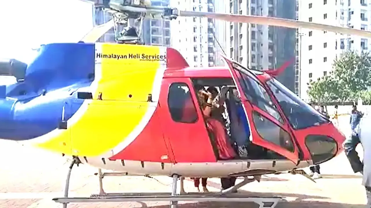 viral video, helicopter Video, bride groom viral video, viral news,viral video, weird news, meerut marriage viral video,