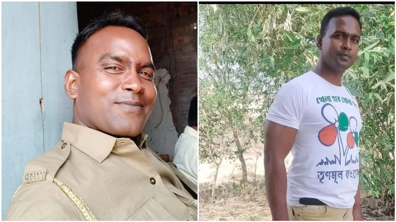 burdwan tmc leader is showed social media on wb police uniform