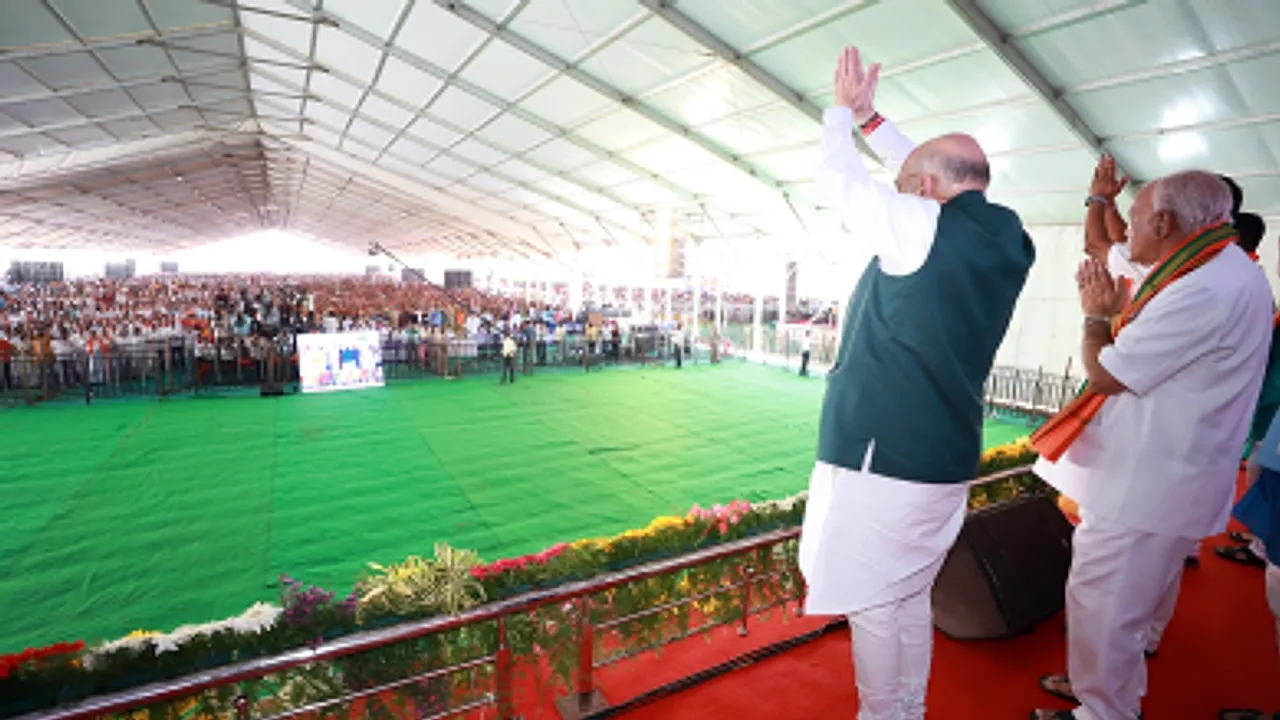 Amit Shah during the inauguration of Gorata Martyrs' Memorial and statue of Sardar Vallabhbhai Patel