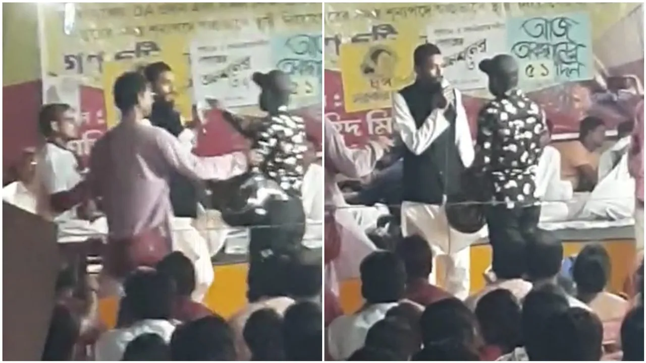 ISF mla naushad siddiqui have been slapped by a man in da dharna stage