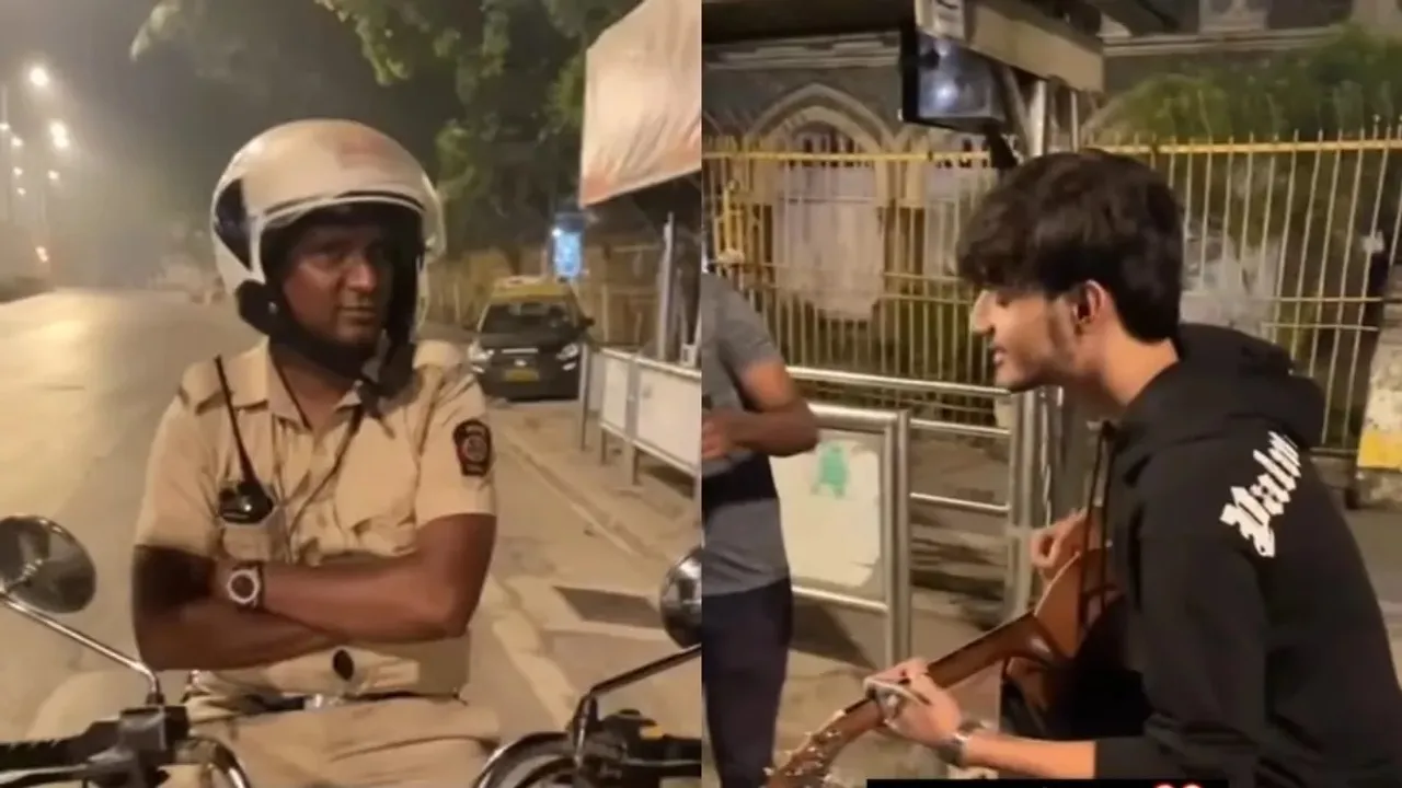 Brahmastra, Brahmastra Movie, Brahmastra Song ,Kesariya Tera Ishq Hai Piya, young man singing, boy singing in marine drive, mumbai, mumbai police officer, viral video trending viral