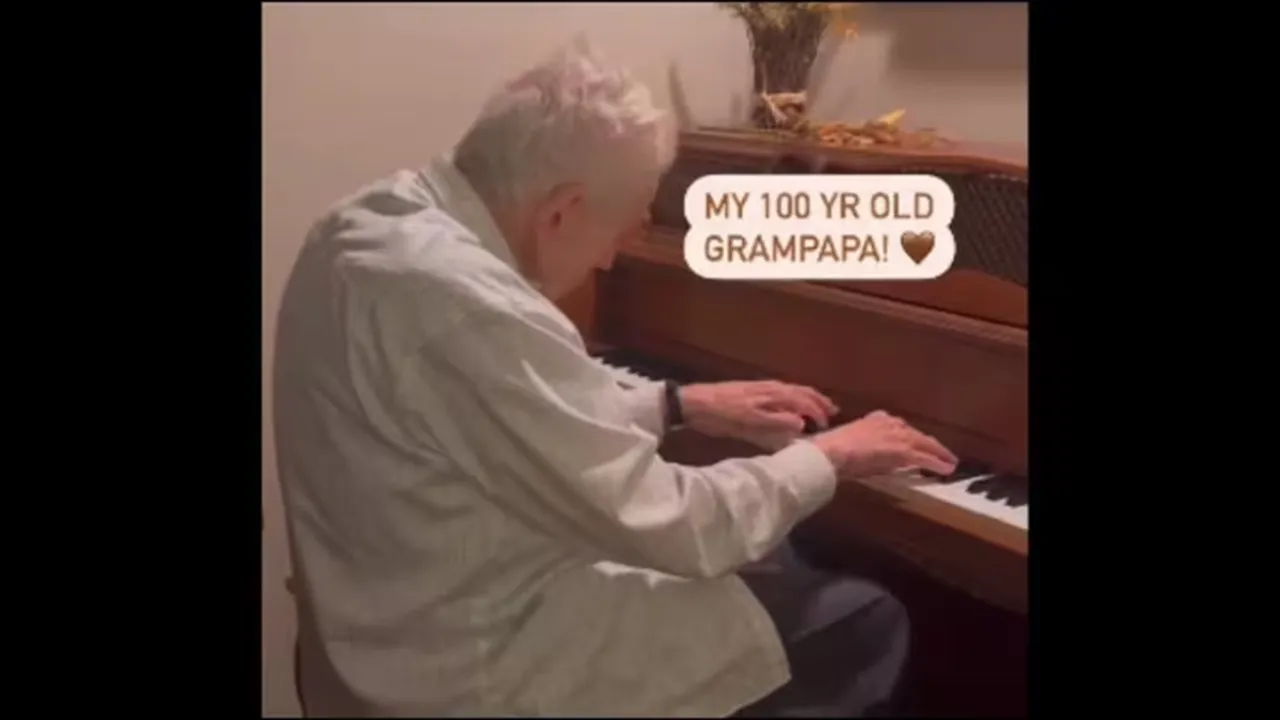 grandpa, 100 year old, piano, performance, twitter, viral video