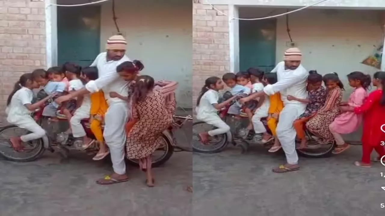 viral video, trending Video,Jugaad Video, Desi jugaad video, bike stunt video, ten people riding bike, ten people sitting on bike, trending video, viral video, shocking video, dangerous driving, dangerous jugaad video, funny video, funny jugaad video