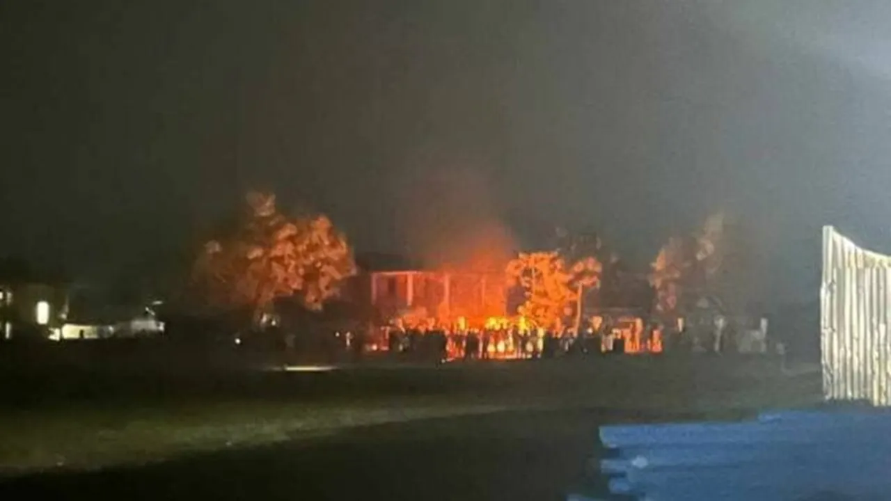 manipur cm program venue set on fire, Churachandpur, cm venue set on fire, mob vandalises manipur cm venue, manipur cm biren singh, manipur cm event venue, cm event venue set on fire