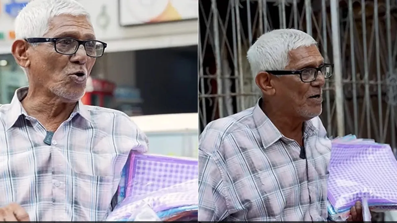 74 year old man sells handkerchiefs, handkerchiefs, station in Mumbai, station, Mumbai, Mumbai news, Mumbai station, inspiration, inspirational story, inspiring story, viral story, trending story, human story, humans of Bombay, humans of Bombay Instagram, humans of Bombay story, humans of Bombay viral story, old man story, elderly man story