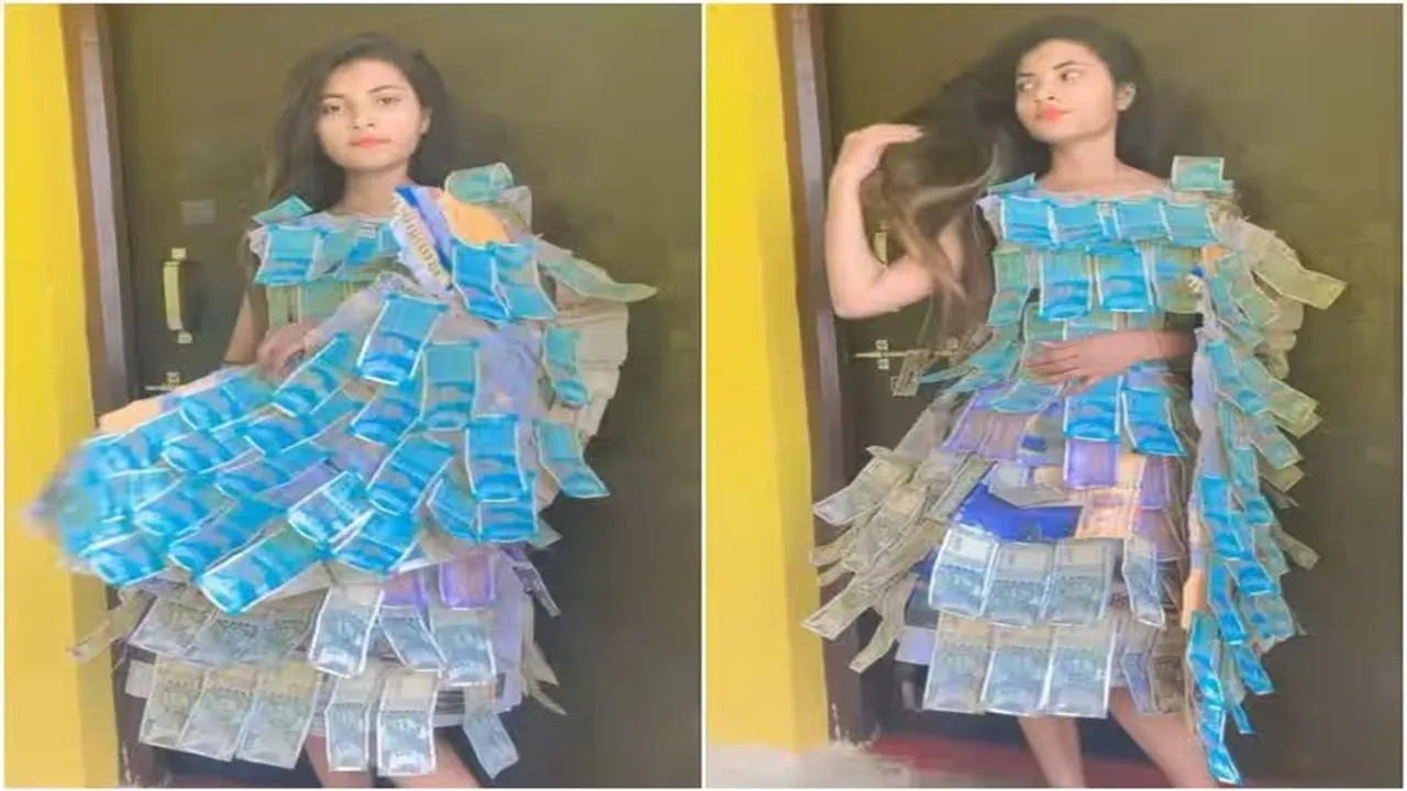 dress made of rupees, Viral Video of Paper Dress, Trending Video of Paper Dress, Twitter Viral Video of Paper Dress, Amazing Video of Paper Dress, Shocking Video of Paper Dress, Hatke Khabar, Khabren Zara Hatke, latest tending Video of Paper Dress, trending Video of Paper Dress on twitter, trending Video of Paper Dress on facebook, trending Video of Paper Dress on instagram, trending Video of Paper Dress on youtube