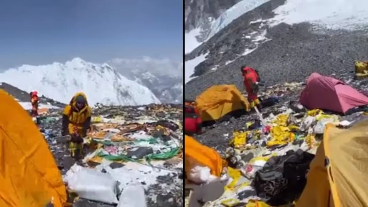 viral video, mount everest video, garbage dumped in everes