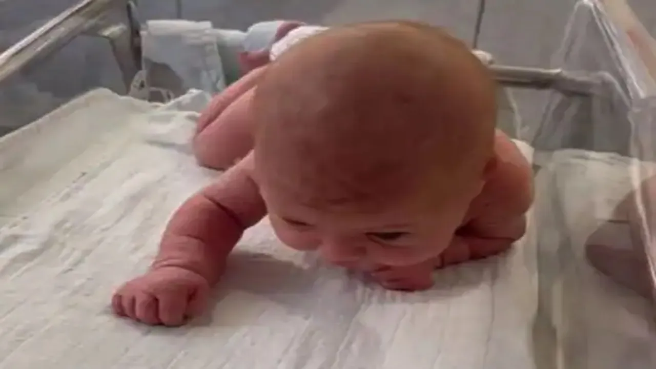 baby crawling just 3 days, 3 din me chalne lagi bacchi, newborn baby Shocking video,Newborn baby starts crawling,Newborn baby viral video,kid crawling just after birth, Samantha Mitchell, Ajab Gajab news, Shocking news, Weird news, OMG News, bizarre news, amazing news, good news, interesting news, viral news, trending news, hatke news