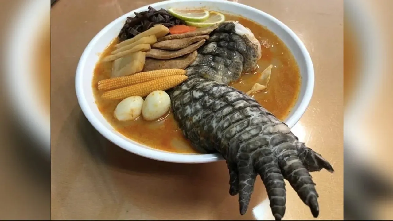 Taiwanese restaurant, Bizarre dish, foot of a scary animal being served, Godzilla Ramen, viral video, trending video, viral news, trending news, Bizarre food