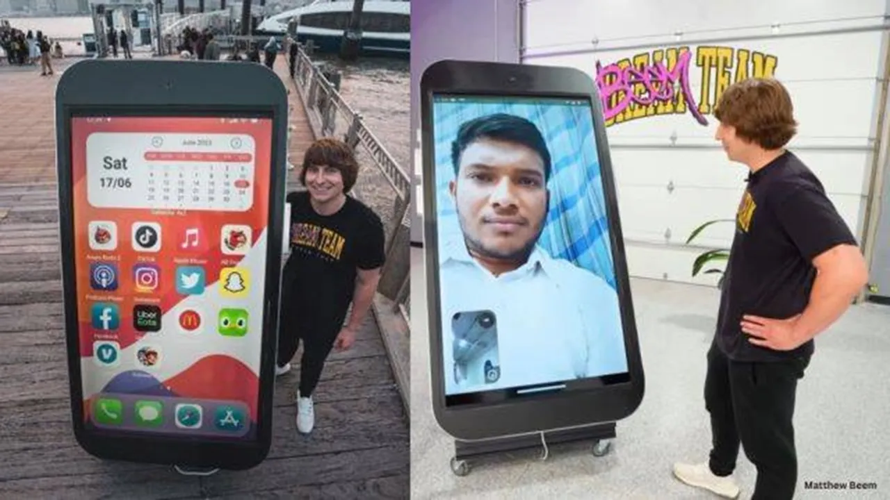 "World’s largest iPhone, eight foot tall iPhone, Matthew Beem creates world’s largest iPhone, Youtuber MKBHD, indian express trends