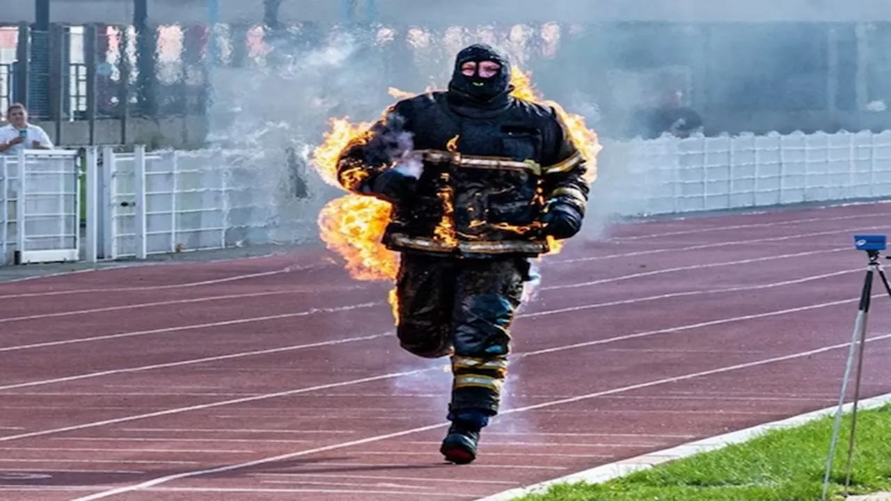 Jonathan Vero,French firefighter,Fastest 100 metres in full body burn, Jonathan Vero new World record,fastest full body burn 100 m sprint without oxygen,Guinness World record,Human Torch,record-breaking distance while on fire,Antony Britton UK, aag ki lapto me race,Keith Malcolm UK,Ajab Gajab news, Shocking news, Weird news, OMG News, bizarre news