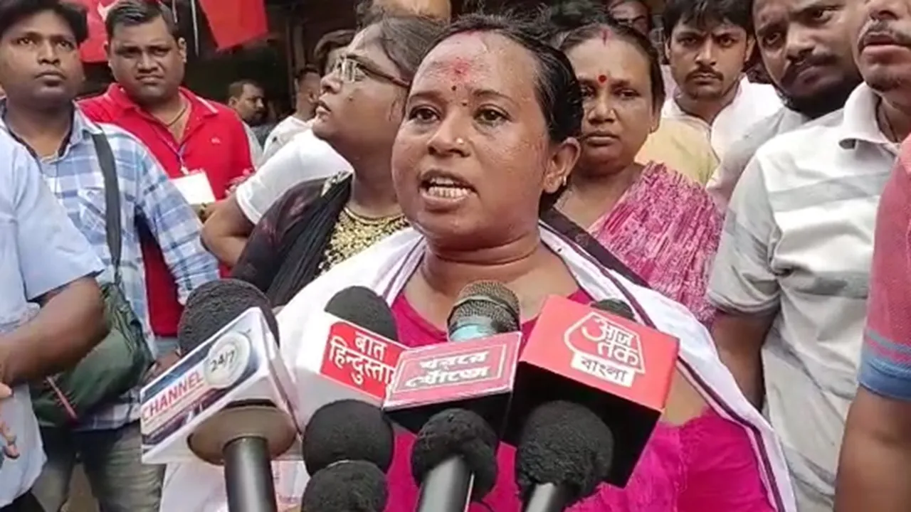 tmc accused of tearing bjp's female candidate's clothes