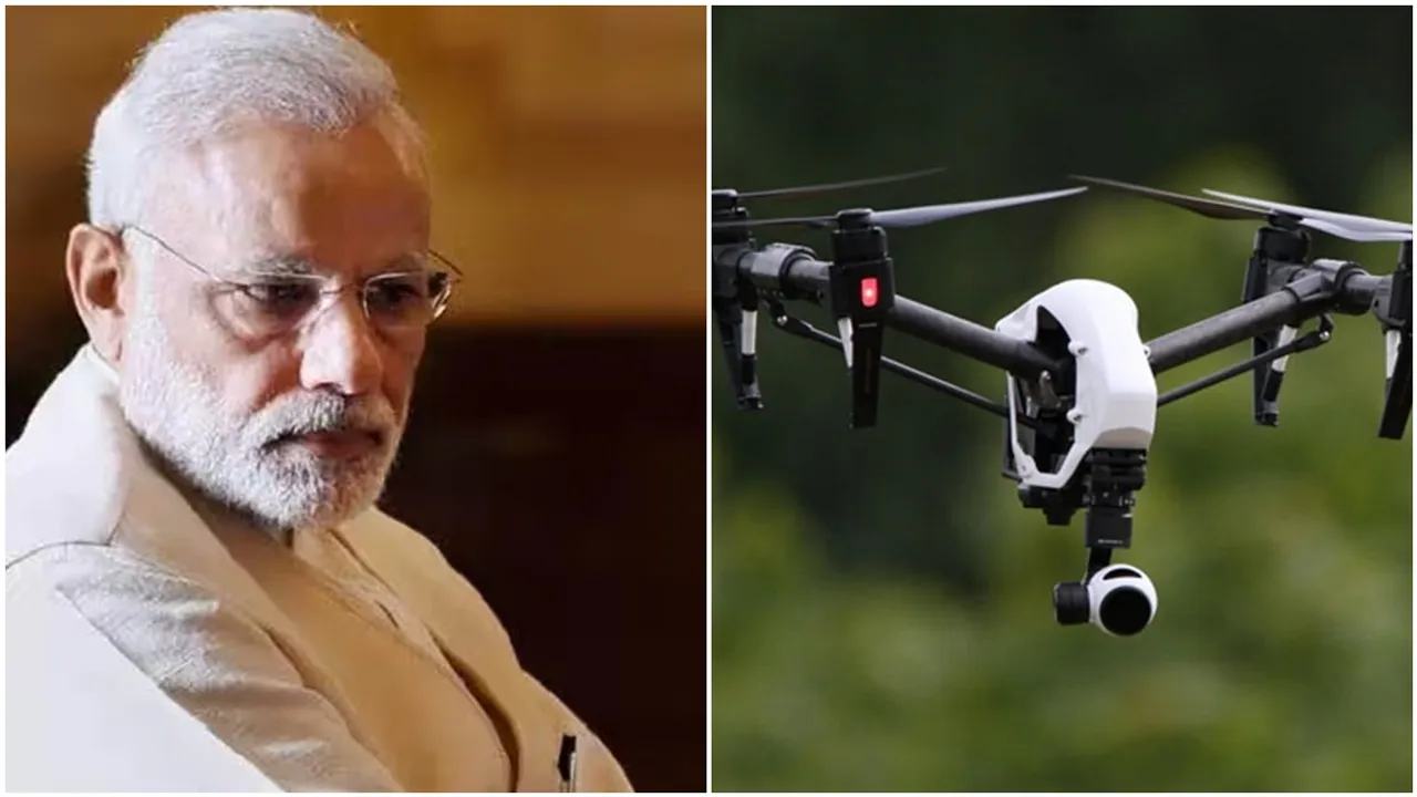 pm modi, pm modi drone, pm modi delhi house drone, drone over pm modi house, delhi police drone, drone over pm modi house