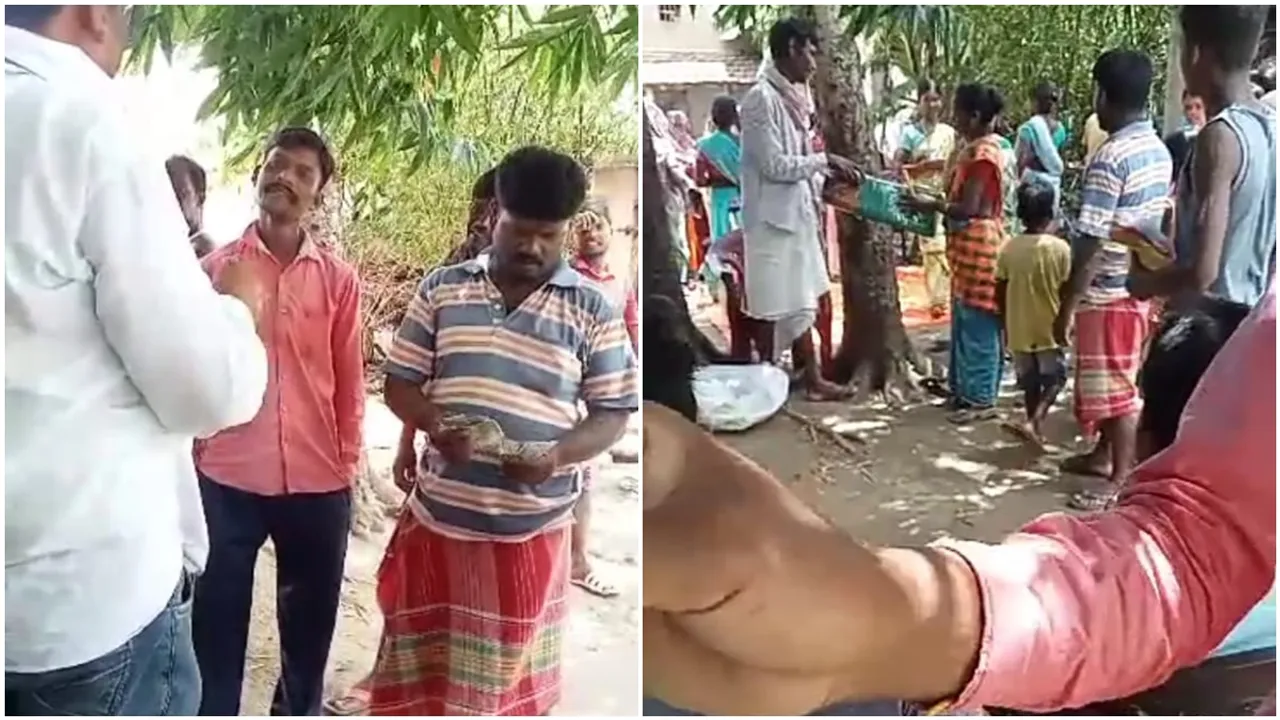tmc candidate are accused of distributing money and sarees to voters