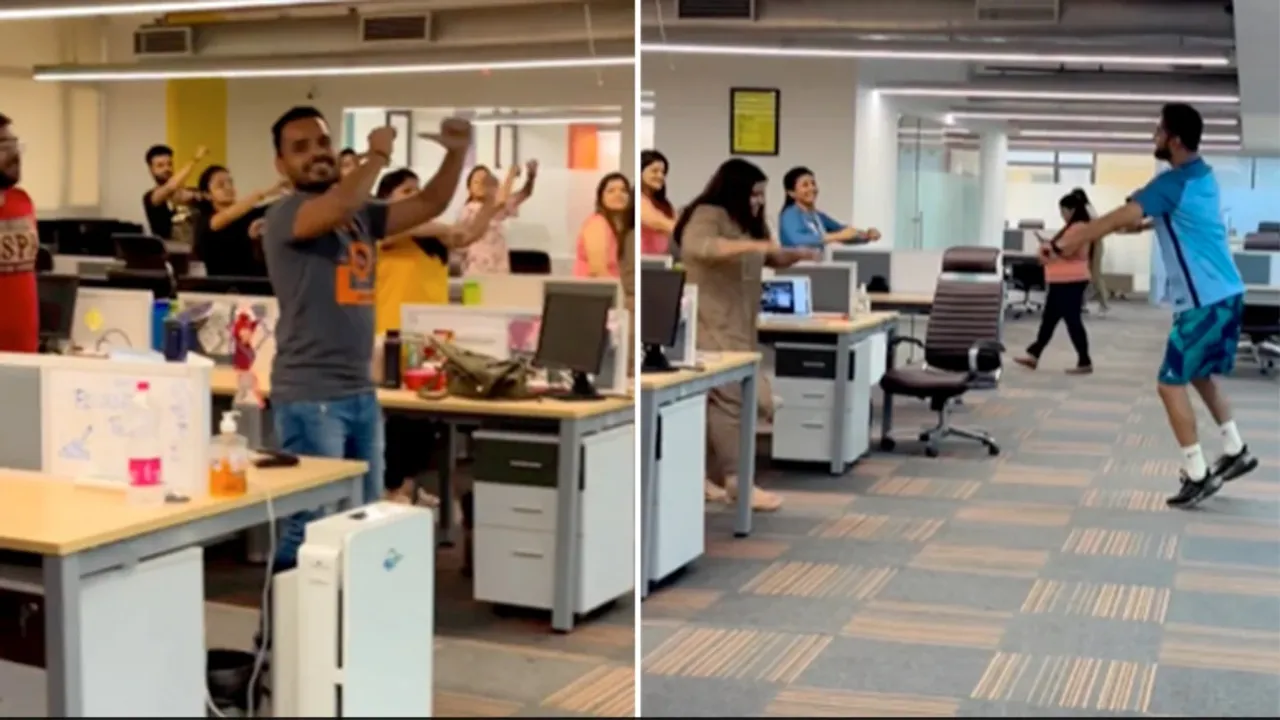 "bhangra, office, employees, energetic, dance video, viral video, instagram, trending, trending stories