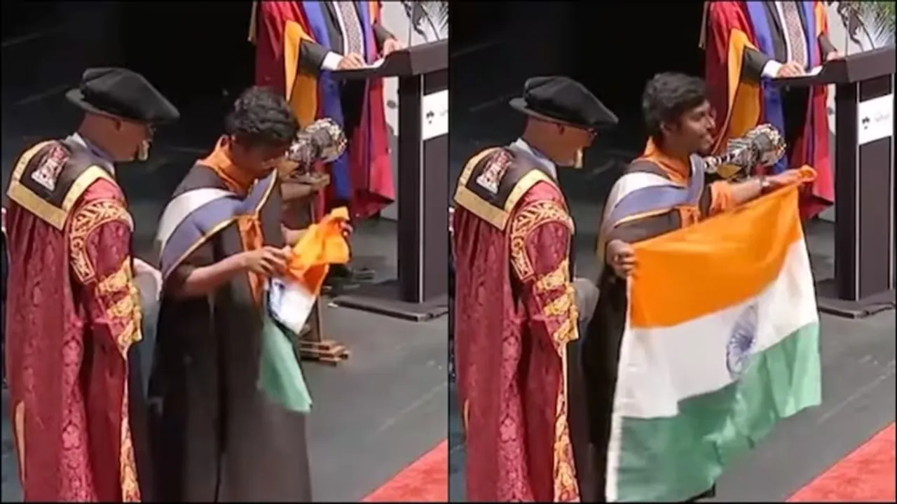 ias officer, student, indian national flag, tricolor, graduation ceremony, viral video, trending