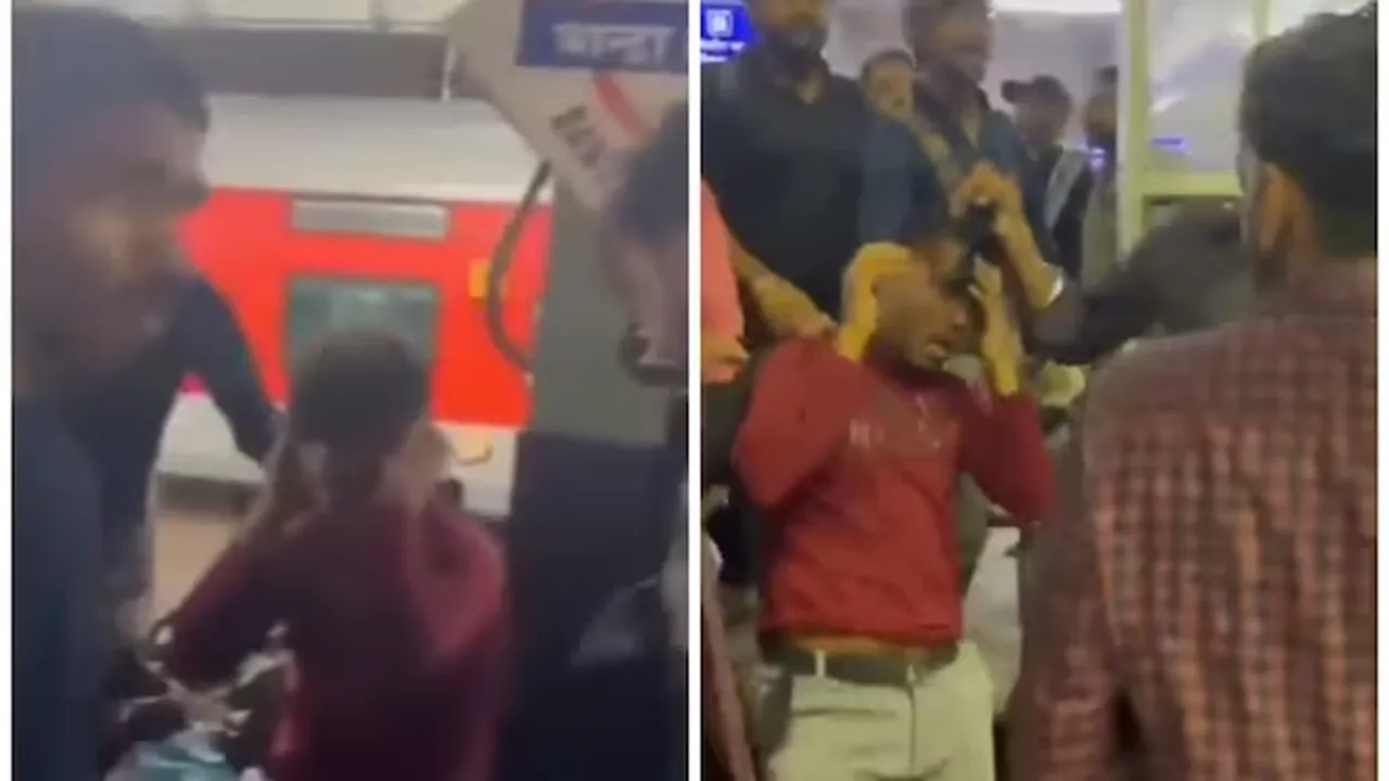 muslim boy thrashed in Mumbai, bandra station, jai shri ram chants, Bandra Terminus railway station, Muslim boy beaten up, Muslim man beaten up bandra station, viral video Muslim man beaten up at bandra station, Muslim boy thrashed, Muslim boy beaten up at bandra station, Muslim boy thrashed Mumbai, muslim boy with hindu girl beaten up,