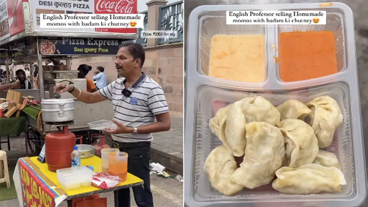 momos seller speaking english, english professor momos video, english professor selling momos, lucknow english professor selling momos, chatori gali lucknow english professor momos, momos seller english speaking video, weird news, latest news, trending news, ajabgajab, shocking news, latest news in hindi, weird news in hindi, ajabgajab, viral news, hatke news, amazing news