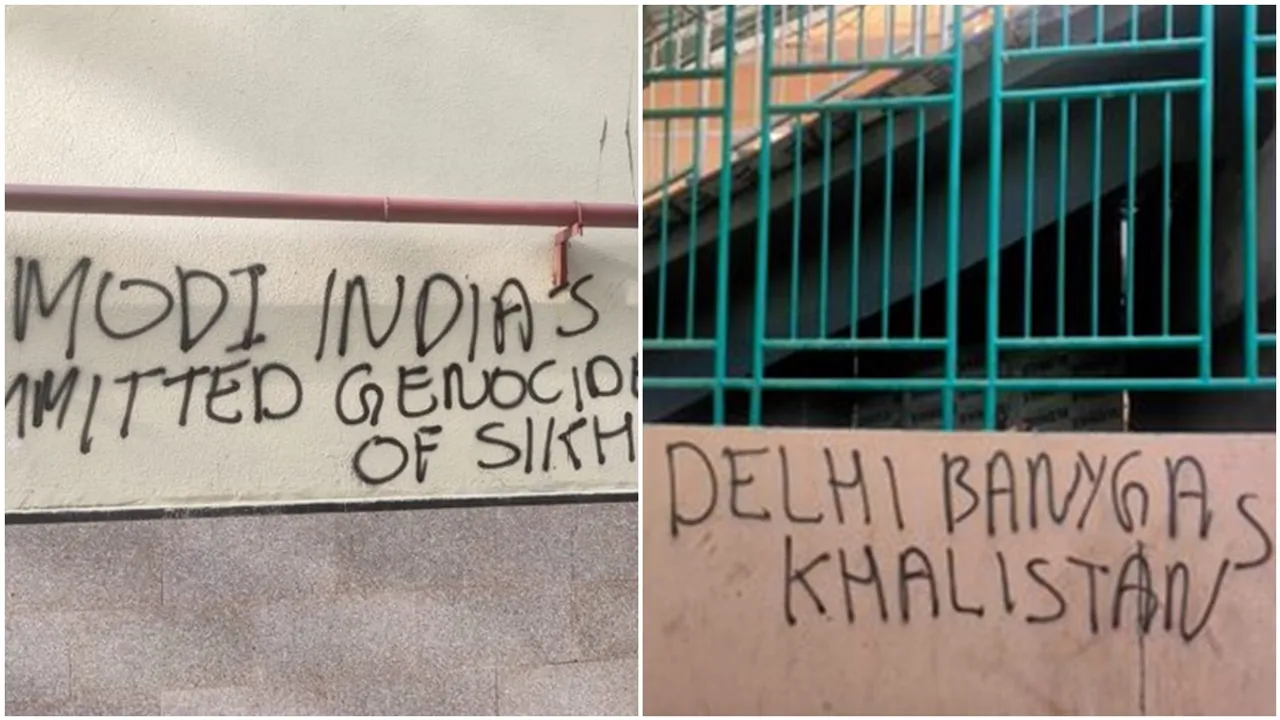Delhi metro, Khalistan slogans metro station, Khalistan graffiti metro stations Delhi, Delhi metro stations, G20 summit Delhi, Delhi metro Khalistan graffiti, Delhi news, latest news