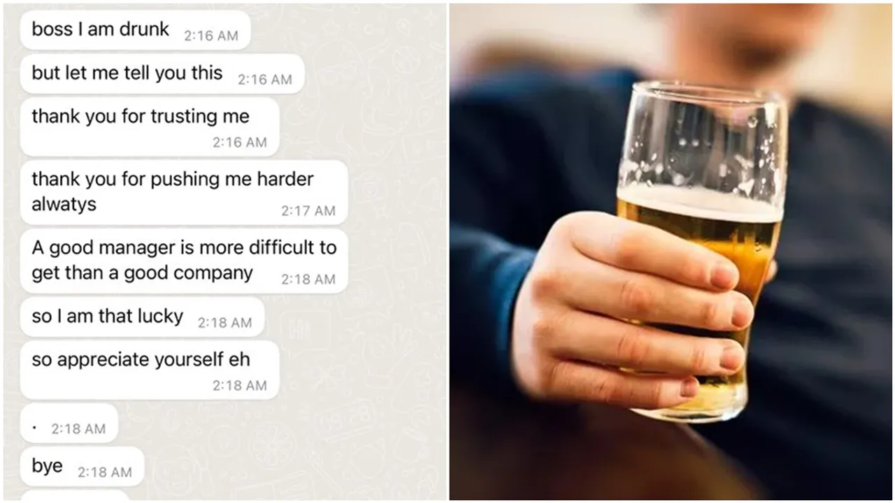 boss receives late night wp text from drunk employee