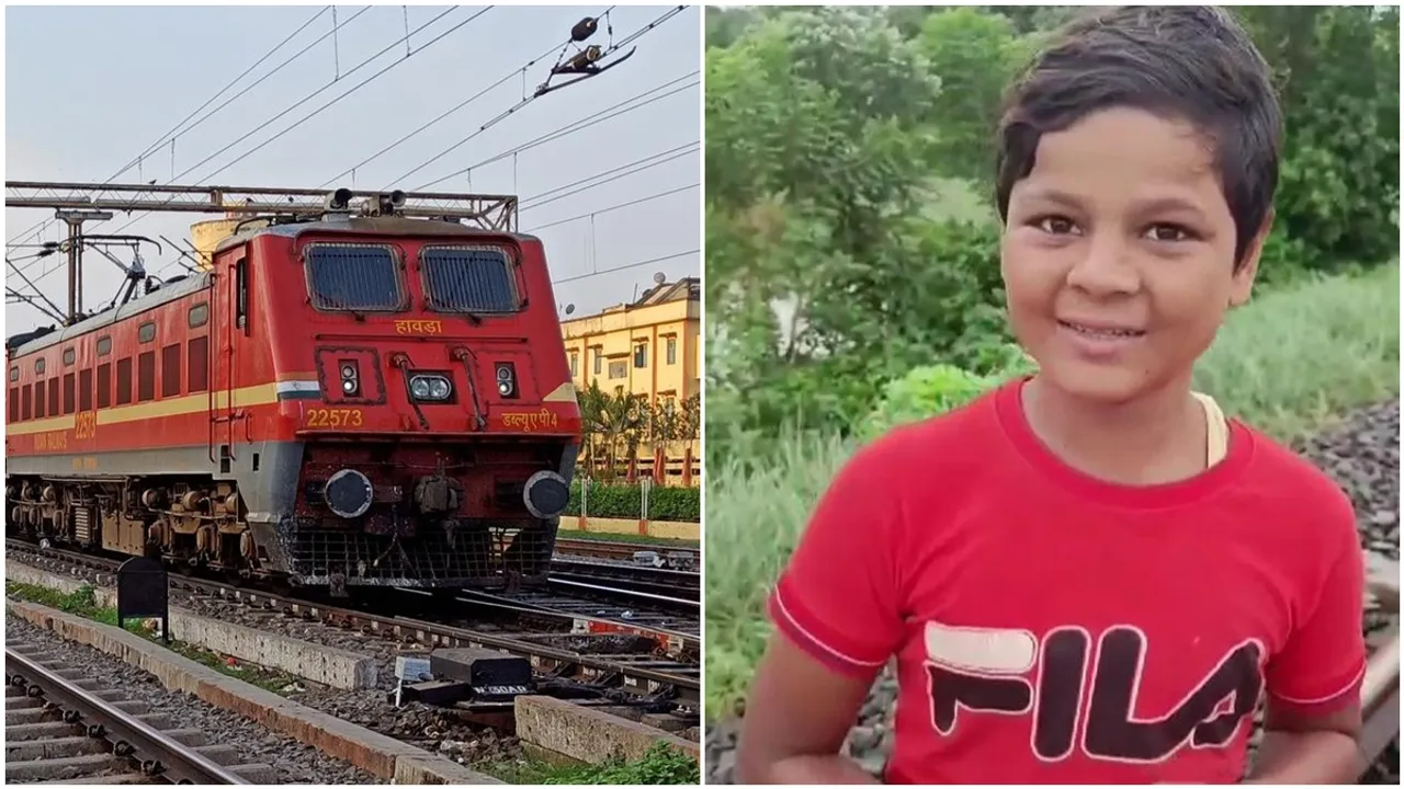 maldas fifth class school boy stopped the train by flying his red t shirt