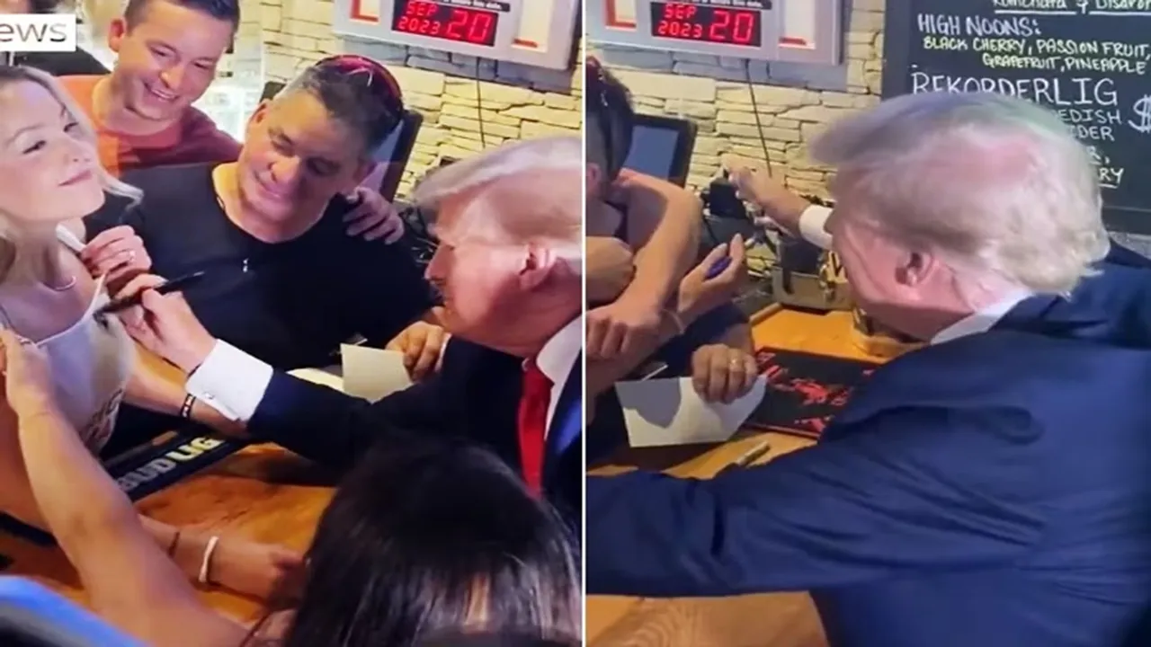 Viral Video,Donald Trump Video,Donald Trump Sign Autograph On Woman Top,Trump Viral Video"