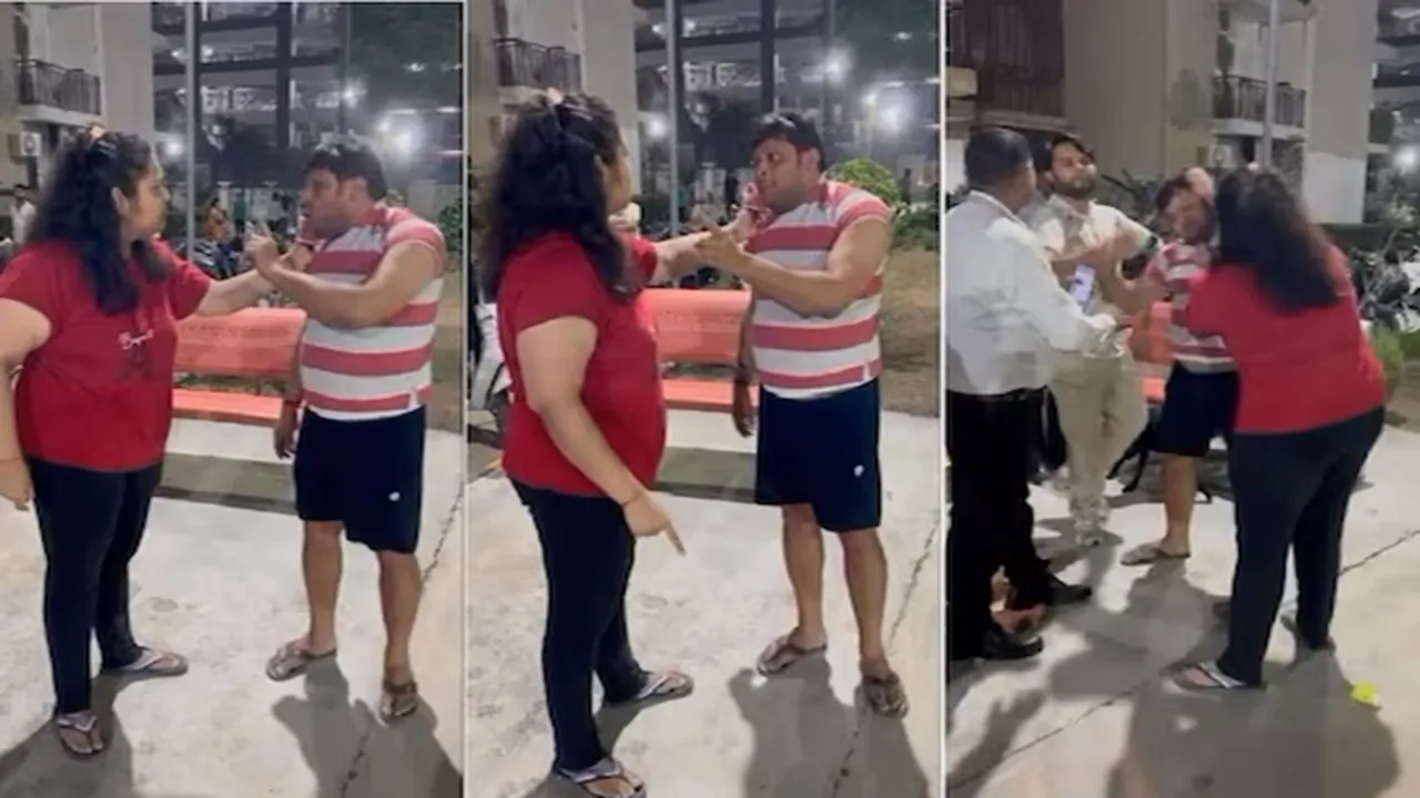 Fighting over poster dispute, Noida Sector 113 Police Station, Golf Avenue located in Noida Sector 75, Fighting over dog dispute, Noida Viral Video, Noida Crime, Noida News, Uttar Pradesh,