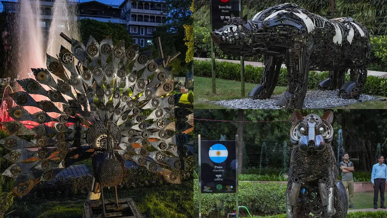 G 20 Summit: Waste-to-art sculpture of national animals and birds of G20 countries