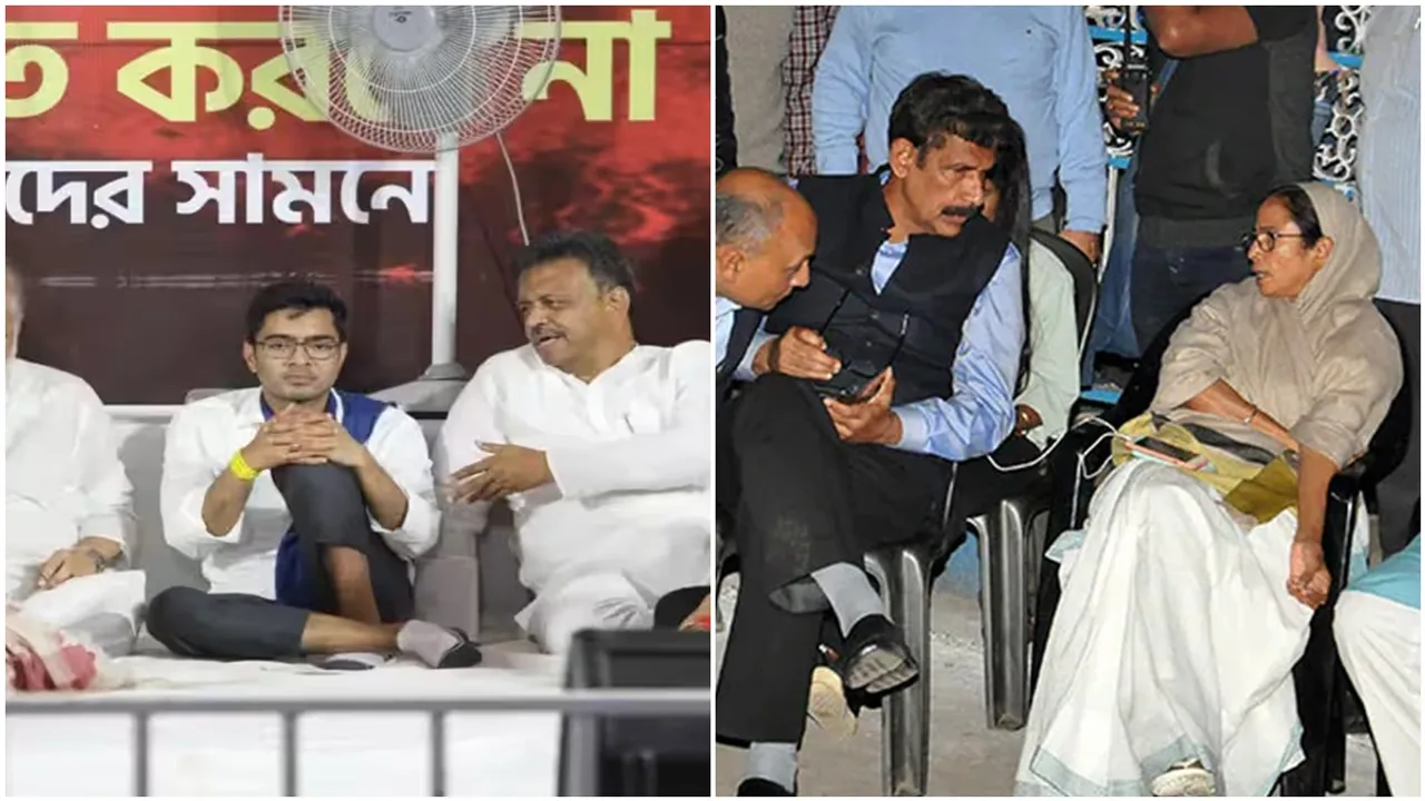 Abhishek Banerjee staged an overnight sit in in front of Raj Bhavan in Kolkata