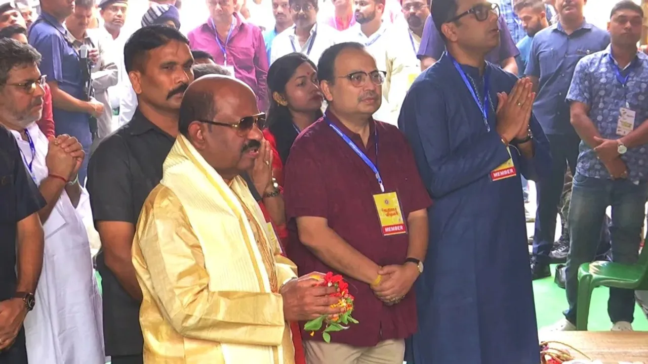 Governor CV Anand Bose offered wreaths on Kunal Ghoshs Durga Puja