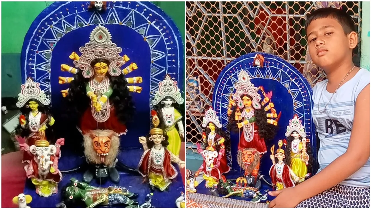 Ankush Gain of Burdwan surprised everyone by making Durga Pratima