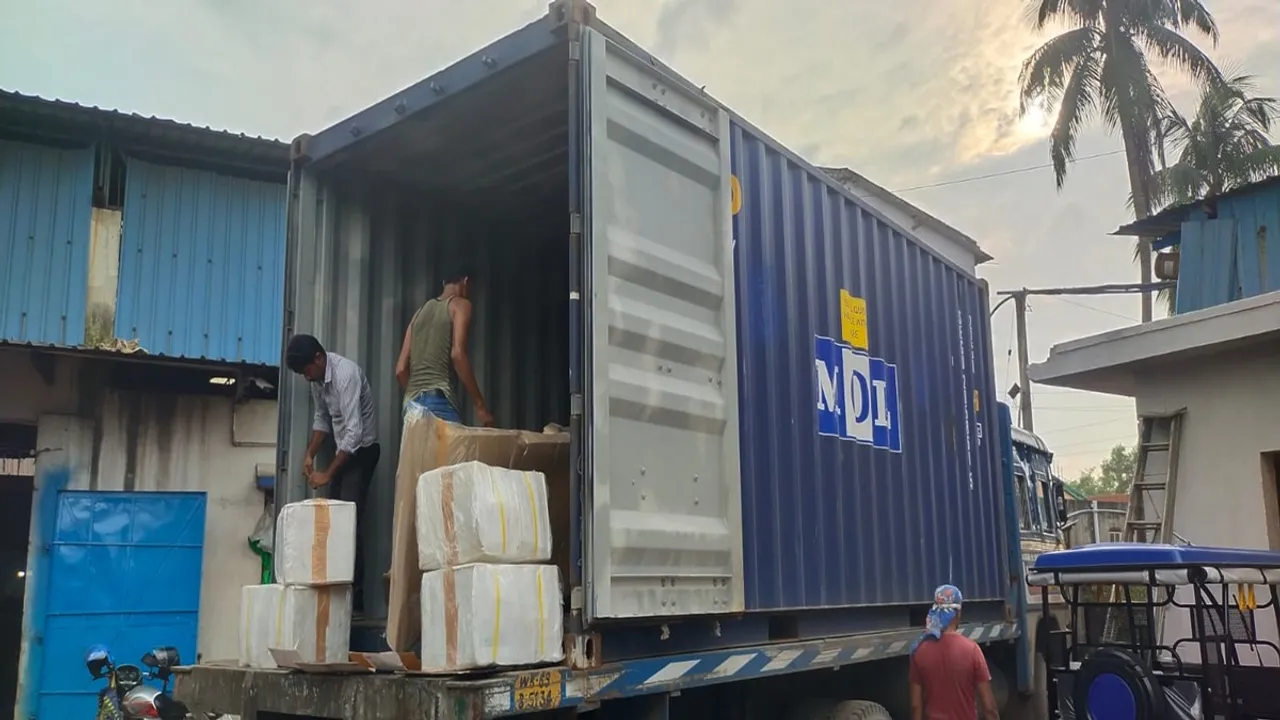 E rickshaws garbage vans manufactured at Hooghly Sugandha factory being shipped to Ghana