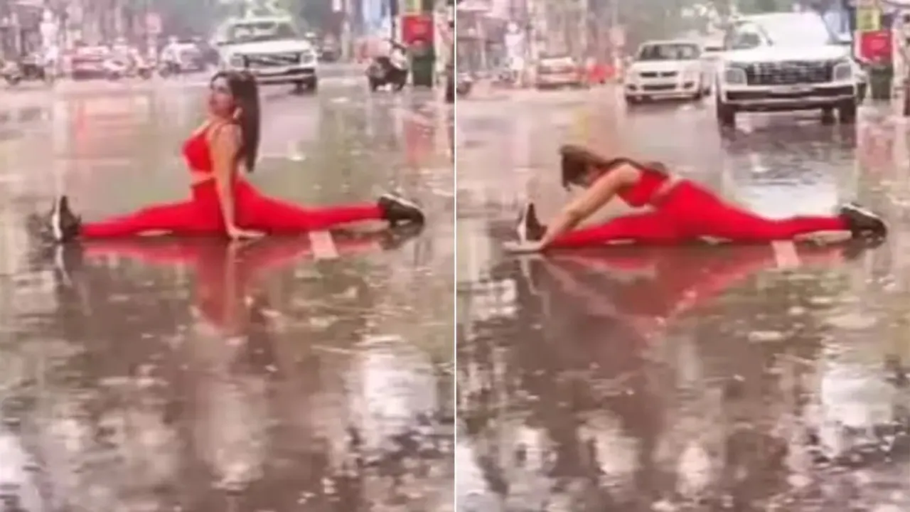 Gujarat police takes action aganist influencer who doing yoga on busy road