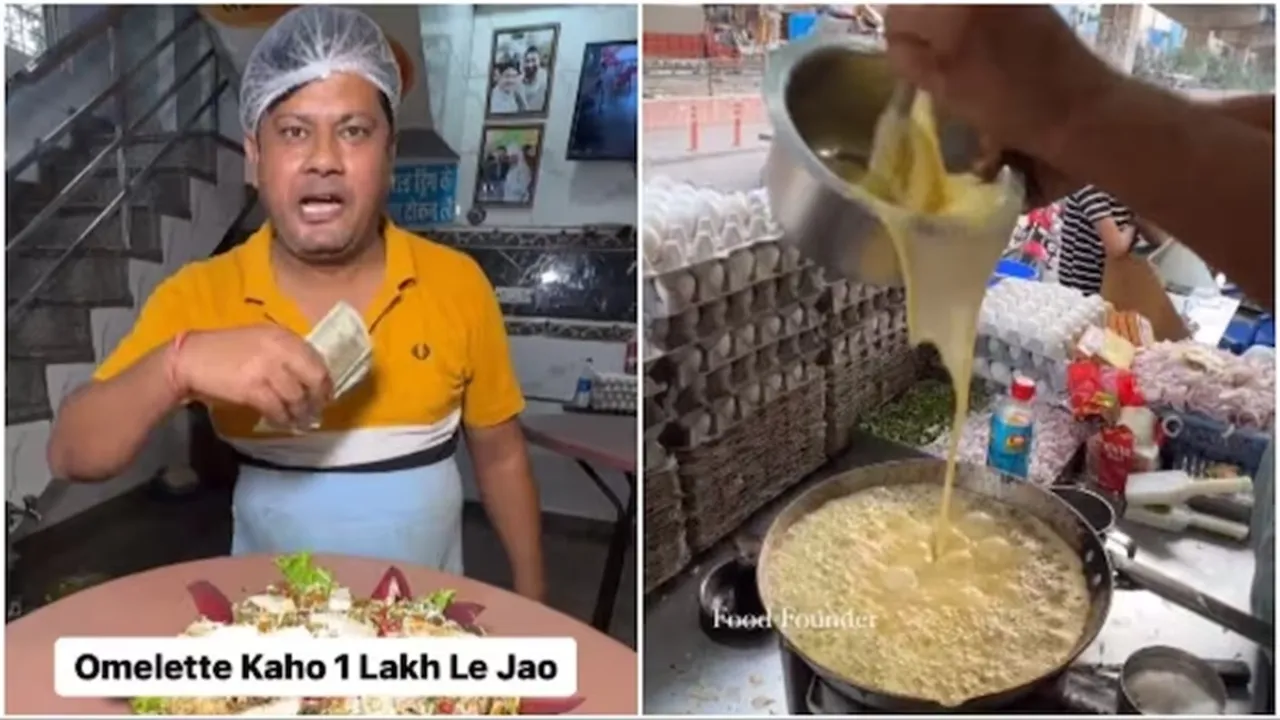 delhi, street food, street vendor, omelette, eggs, kebabs, butter, cheese, heart attack omelette, bizarre, trending, trending stories