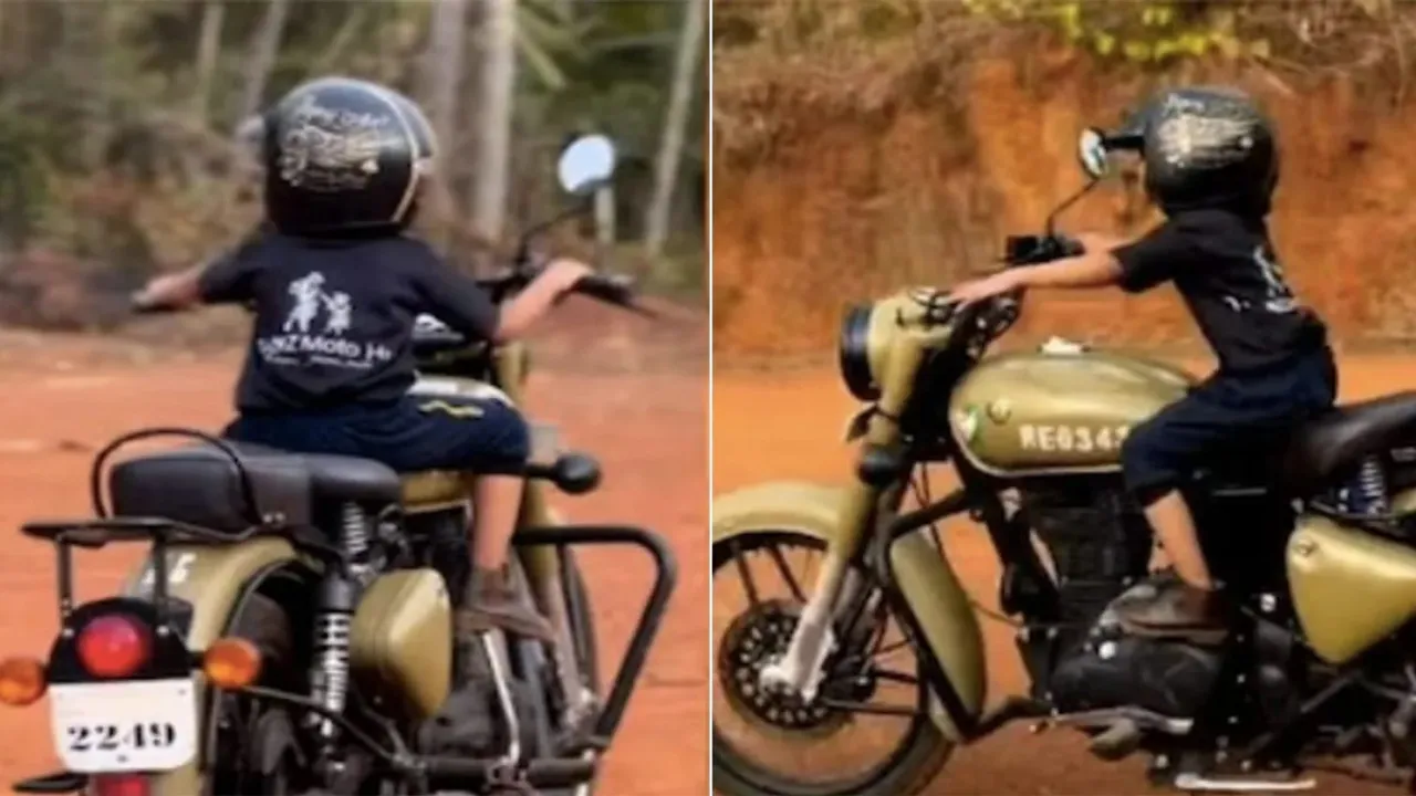 Four-year-old Kerala boy takes Royal Enfield Classic 350 for a spin, internet reacts