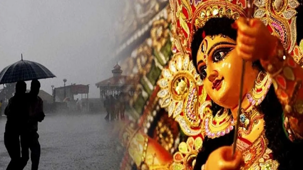 navami rain, নবমী বৃষ্টি, it is raining in Navami at kolkata, নবমীতে কলকাতায় বৃষ্টি পড়ছে, it is raining in Navami at kolkata rain forecast three bengals districts also, নবমীতে রাজ্যের তিন জেলায় বৃষ্টির পূর্বাভাস