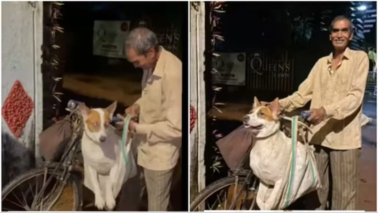 mumbai, security guard, pet dog, heartwarming, cute, viral video,
