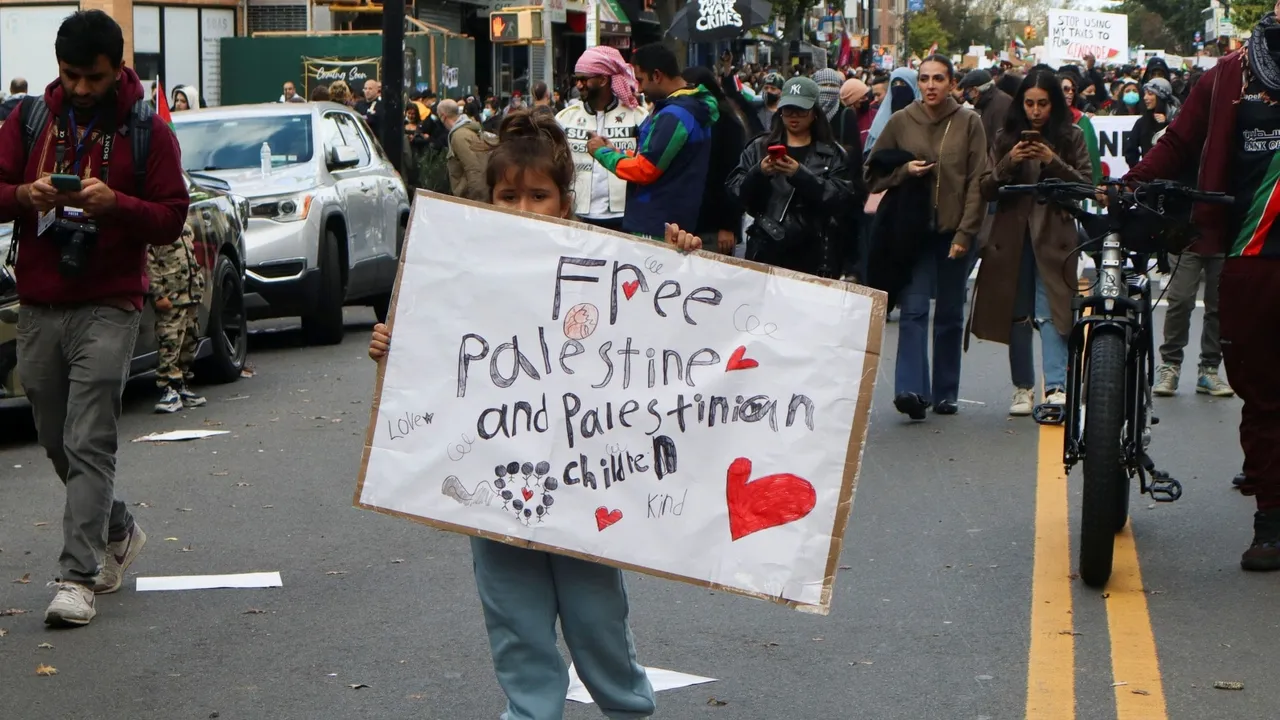 Protest to call for a ceasefire and an end to the violence in Gaza, in New York